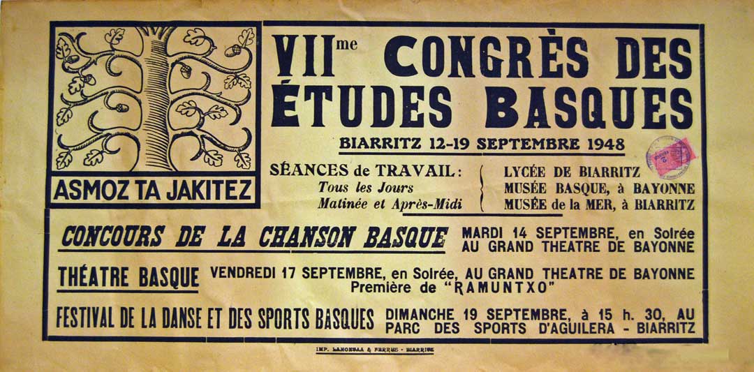 Museo del Nacionalismo Vasco. VII Congreso de Estudios Vascos