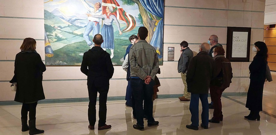 Visita a la Exposición en el Museo del Nacionalismo Vasco Nor Gara Gu? - Cuadro restaurado del Batzoki de Antzuola